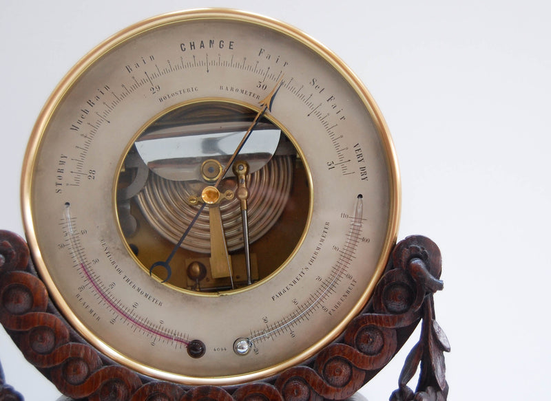 Naudet Barometer on Stand Retailed by EG Wood Cheapside London - Formerly Edwin Banfield Collection