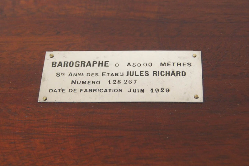 Rare Cased Aviation Bourdon Tube Barograph by Richard Freres of Paris