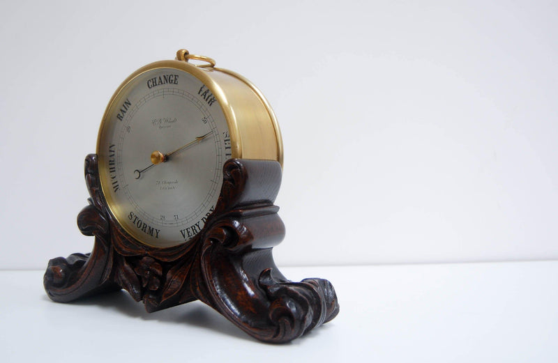 Bourdon & Richard Aneroid Barometer on Stand Retailed by EG Wood, 74 Cheapside, London - Jason Clarke Antiques
