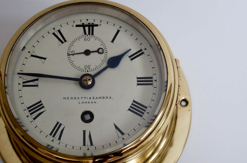 Late Victorian Brass Cased Ship's Clock by Negretti & Zambra, London