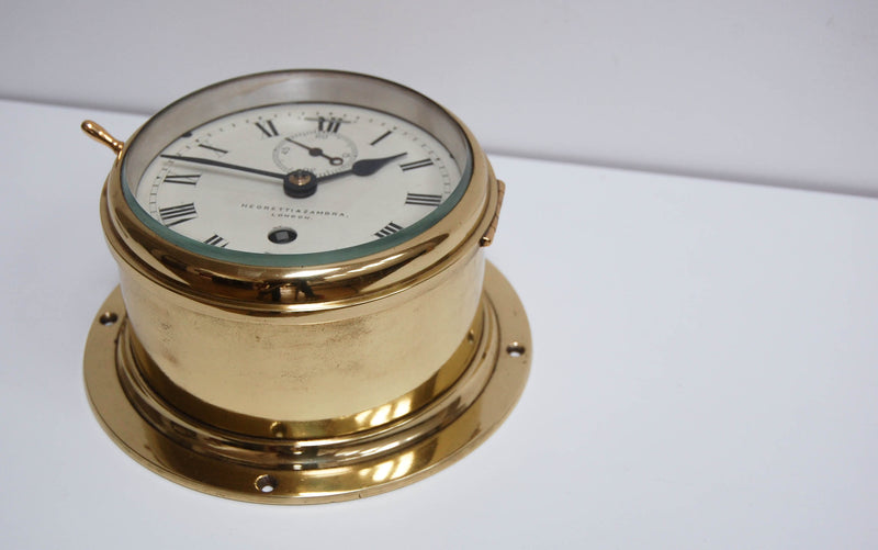 Late Victorian Brass Cased Ship's Clock by Negretti & Zambra, London