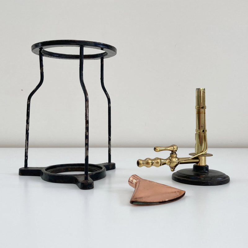 Late Victorian Self-Igniting Bunsen Burner on Stand