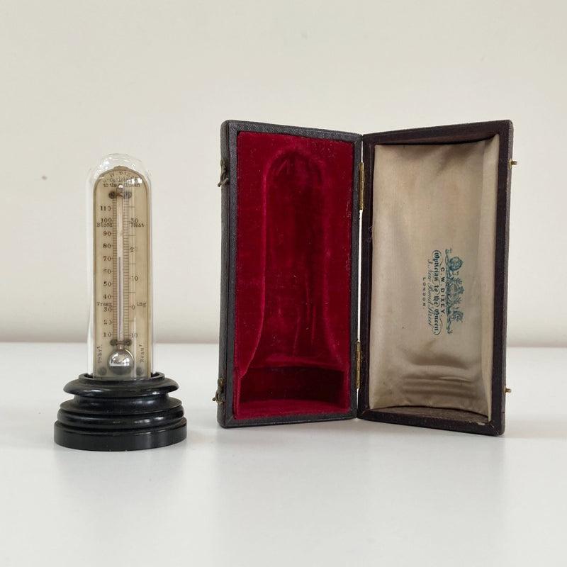 Rare Victorian Cased Miniature Desk Thermometer by CW Dixey of Bond Street, London