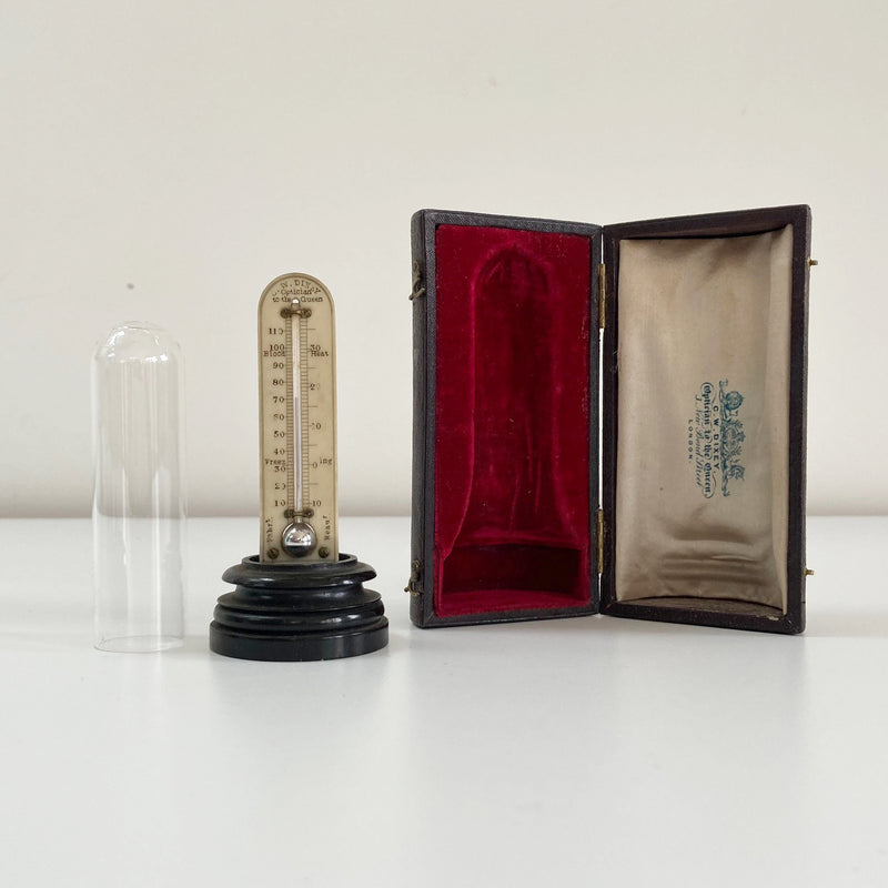 Rare Victorian Cased Miniature Desk Thermometer by CW Dixey of Bond Street, London