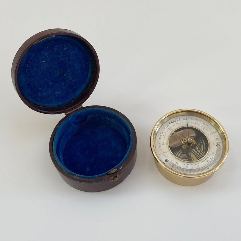 Victorian Miniature Open Dial Aneroid Barometer by PNHB of Paris