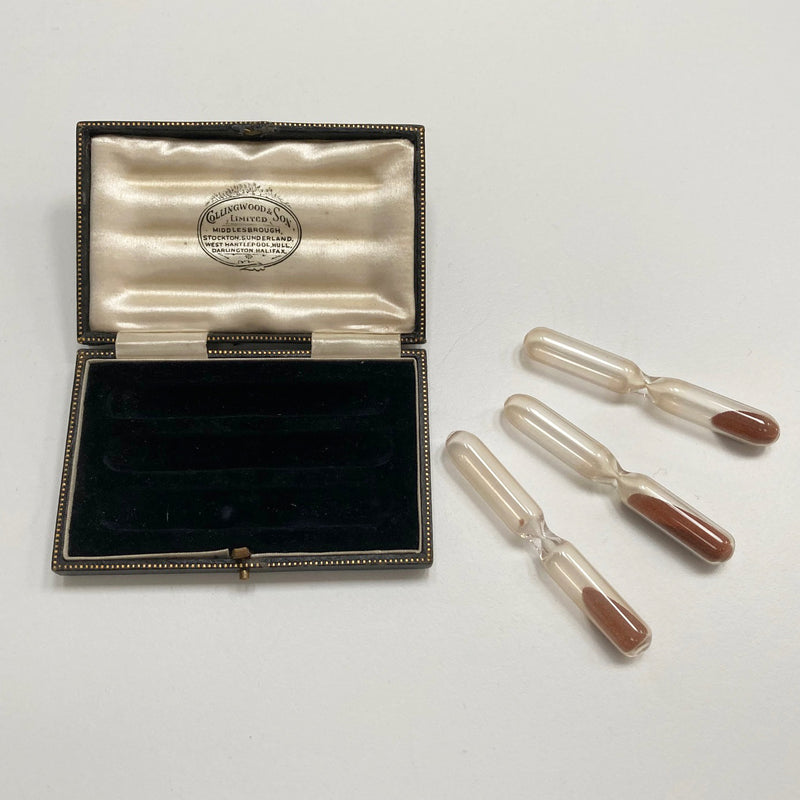 Cased Set of Sand timers by Collingwood & Son for Barnes Welch & Barnes Auctioneers