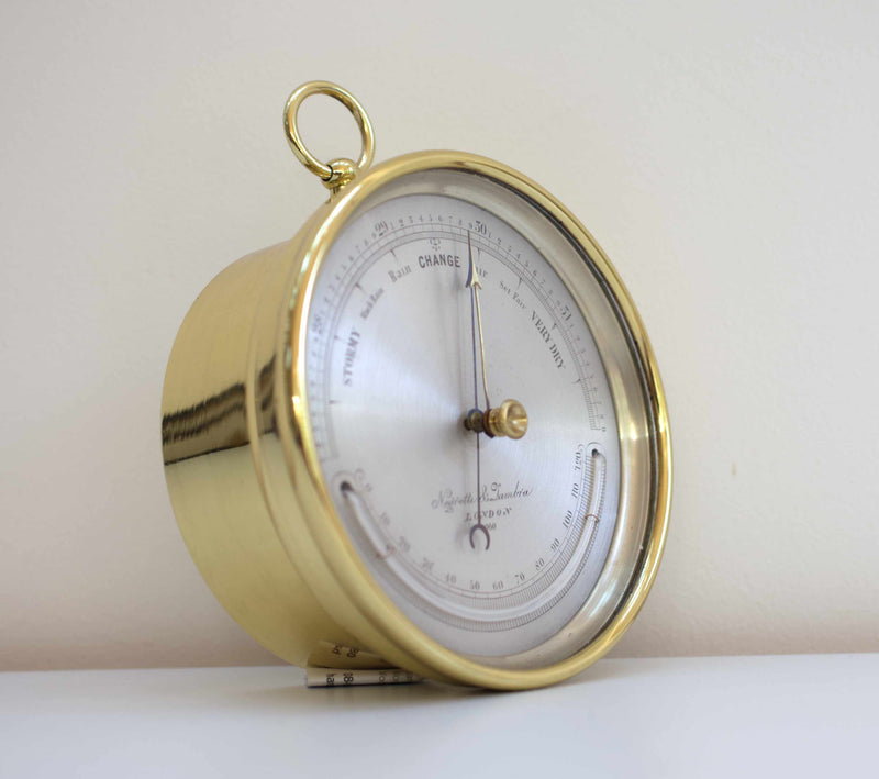 Victorian Brass Cased Aneroid Barometer by Negretti & Zambra London