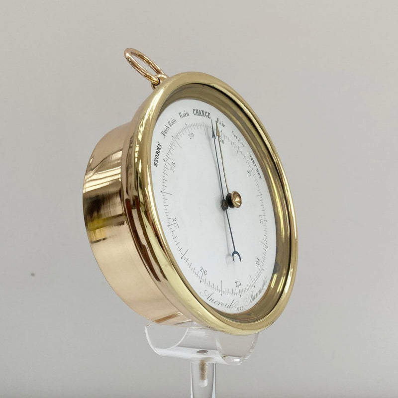 Early Victorian Aneroid Barometer in Display Case by Francis West of The Strand London