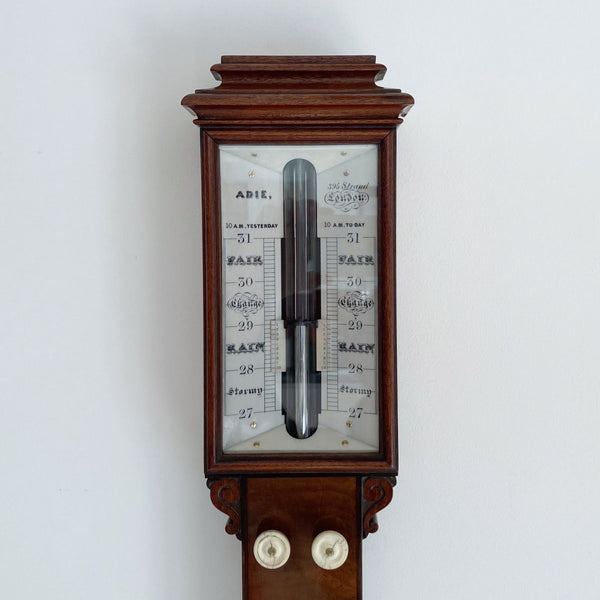 Early Victorian Mahogany Stick Barometer by Patrick Adie of London