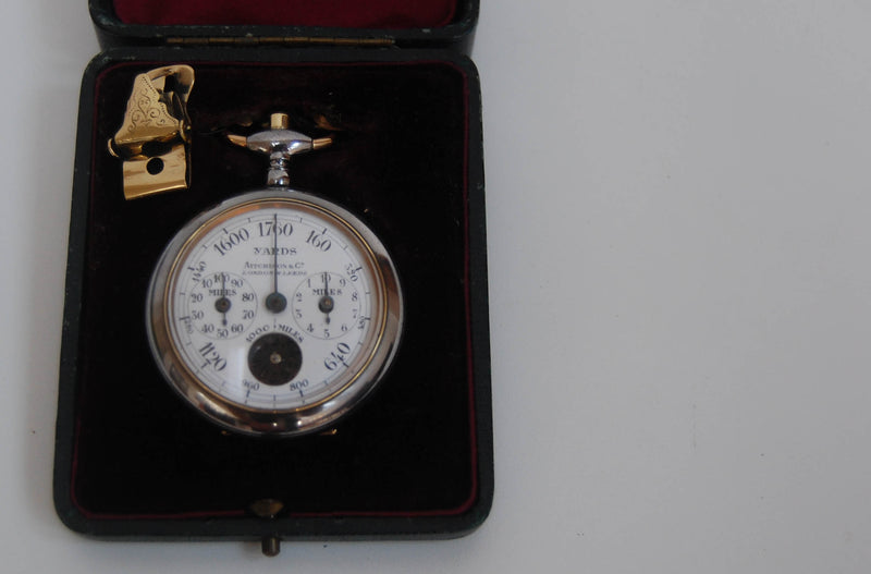 Edwardian Cased Henri Chatelain Pedometer Retailed by Aitchison & Co