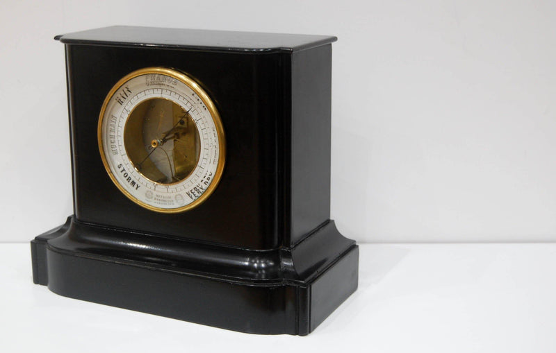 Early Bourdon Aneroid Mantel Barometer in Ebonised Wood Case - Jason Clarke Antiques