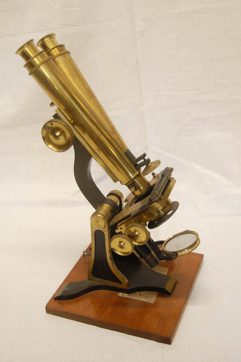 Victorian Cased Binocular Microscope by H&W Crouch of 64A Bishopsgate St, London