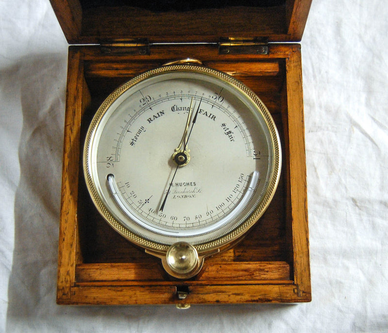Victorian Oak Cased Ship's Barometer by Henry Hughes - Thames Marine Officers Training School Prize