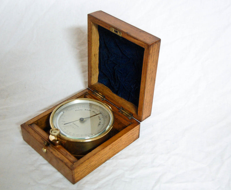 Victorian Oak Cased Ship's Barometer by Henry Hughes - Thames Marine Officers Training School Prize