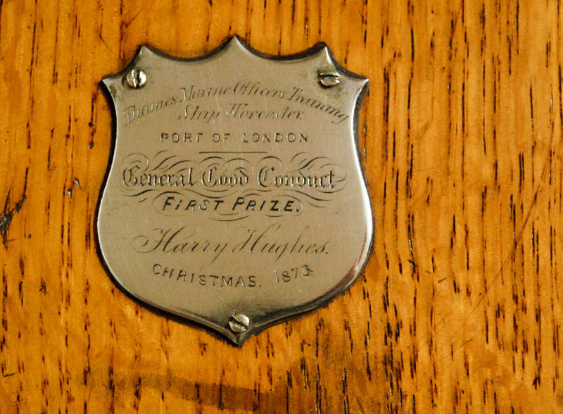 Victorian Oak Cased Ship's Barometer by Henry Hughes - Thames Marine Officers Training School Prize
