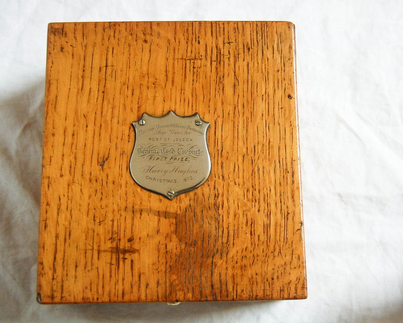 Victorian Oak Cased Ship's Barometer by Henry Hughes - Thames Marine Officers Training School Prize