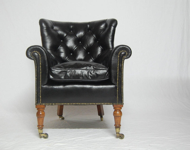 A Rare Pair of Early Victorian Bergere Library Chairs by Holland & Sons - Jason Clarke Antiques