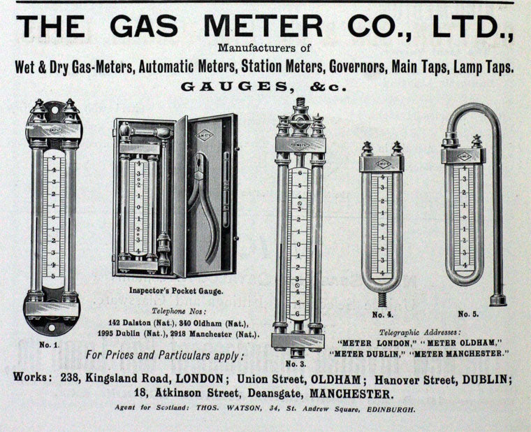 Edwardian Cased Inspector's Gas Meter Pressure Gauge by Parkinson and W&B Cowan Ltd