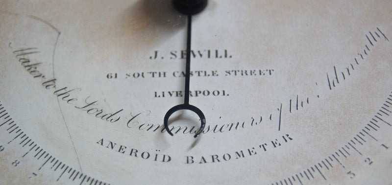 Late Victorian Brass Cased Aneriod Barometer by Joseph Sewill, 61 South Castle Street, Liverpool