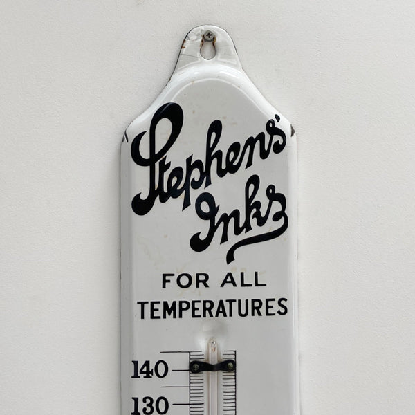 Large Stephens Ink Enamelled Advertising Wall Thermometer