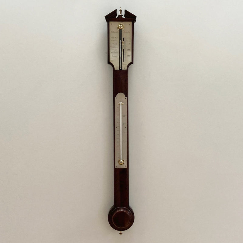 Eighteenth Century Mahogany Stick Barometer by Charles Lincoln of London