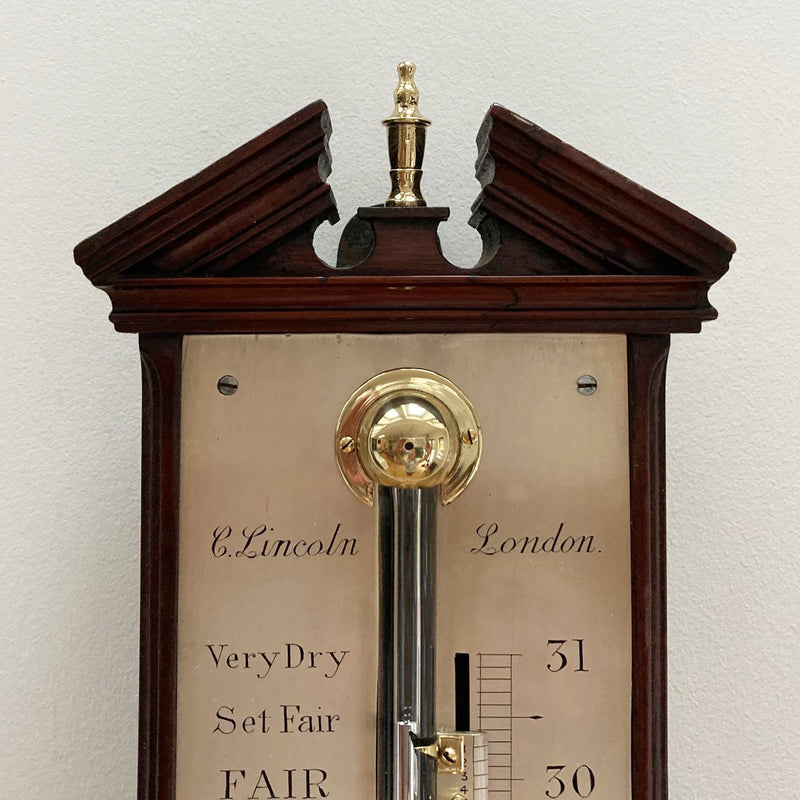 Eighteenth Century Mahogany Stick Barometer by Charles Lincoln of London