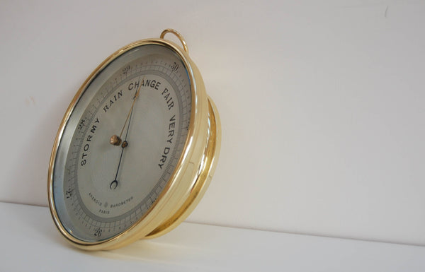 Late Victorian Aneroid Barometer with Eight Inch Dial by Guilbert & Cie Paris