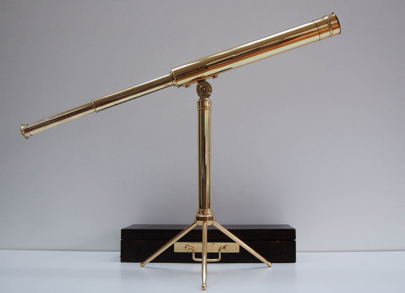 Victorian Cased Portable Desktop Telescope on Stand by Aitchison London