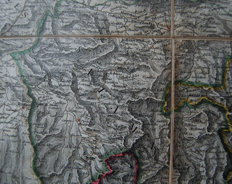George III Period Four Part Military Map of Spain & Portugal by William Faden London