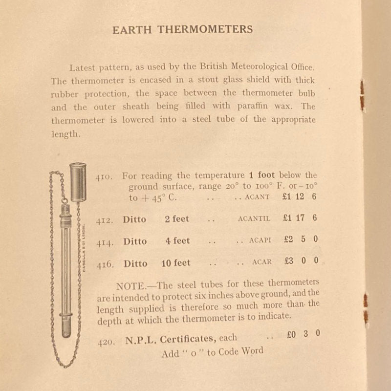 Early Twentieth Century Met Office Pattern Soil Thermometer by Casella London