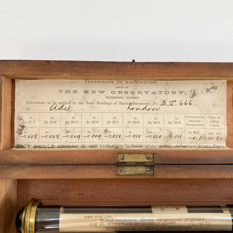 Victorian Kew Pattern Marine Barometer by Adie with Met Office Inscription