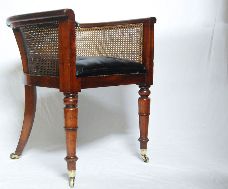 Regency Mahogany Caned Library Tub Chair or Desk Chair by Miles & Edwards