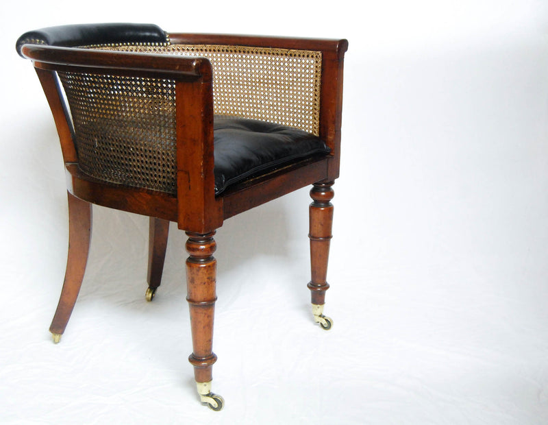 Regency Mahogany Caned Library Tub Chair or Desk Chair by Miles & Edwards