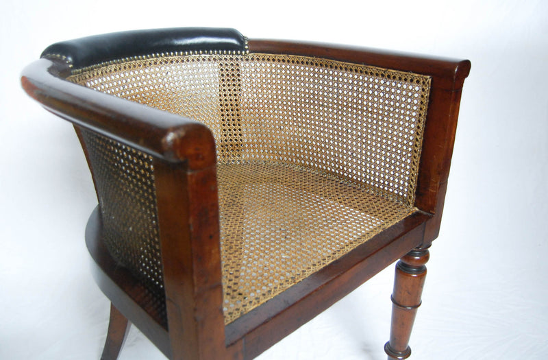 Regency Mahogany Caned Library Tub Chair or Desk Chair by Miles & Edwards