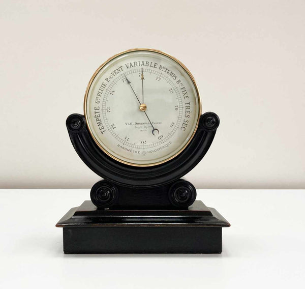 Late Victorian French Aneroid Desk Barometer on Stand by Naudet for V&H Doninelli of Nice