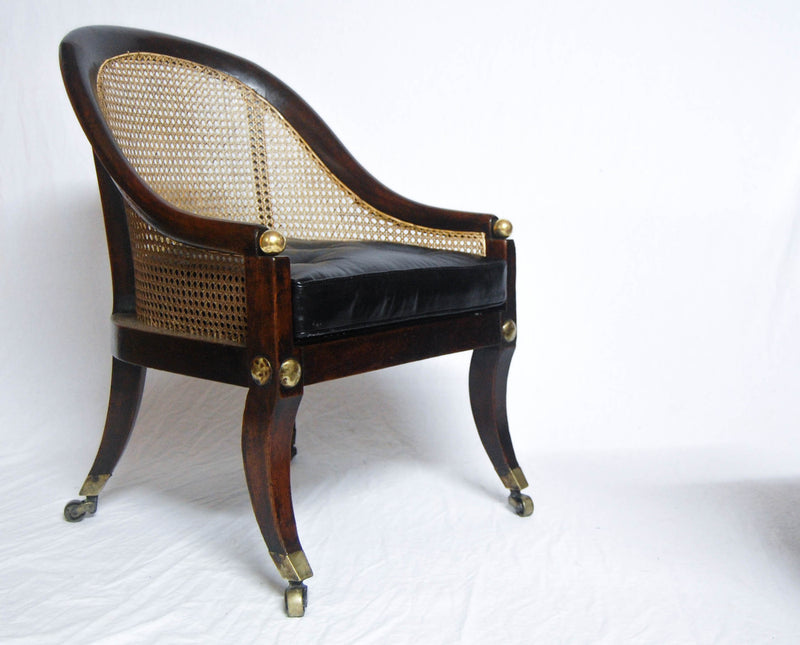 Regency Period Oak Bergere Library Chair or Bedroom Chair attributed to Gillows of Lancaster