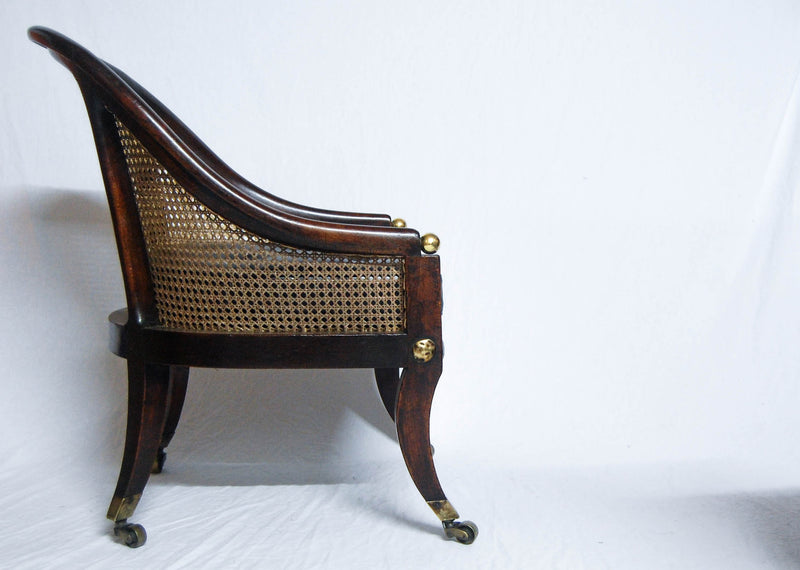 Regency Period Oak Bergere Library Chair or Bedroom Chair attributed to Gillows of Lancaster