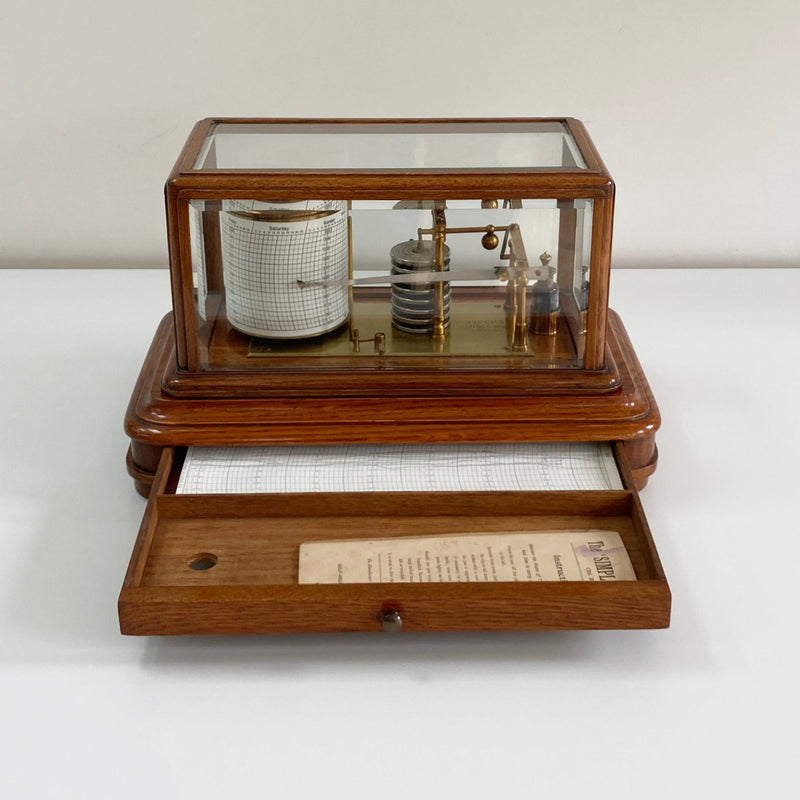 Edwardian Golden Oak Barograph by J Hicks London