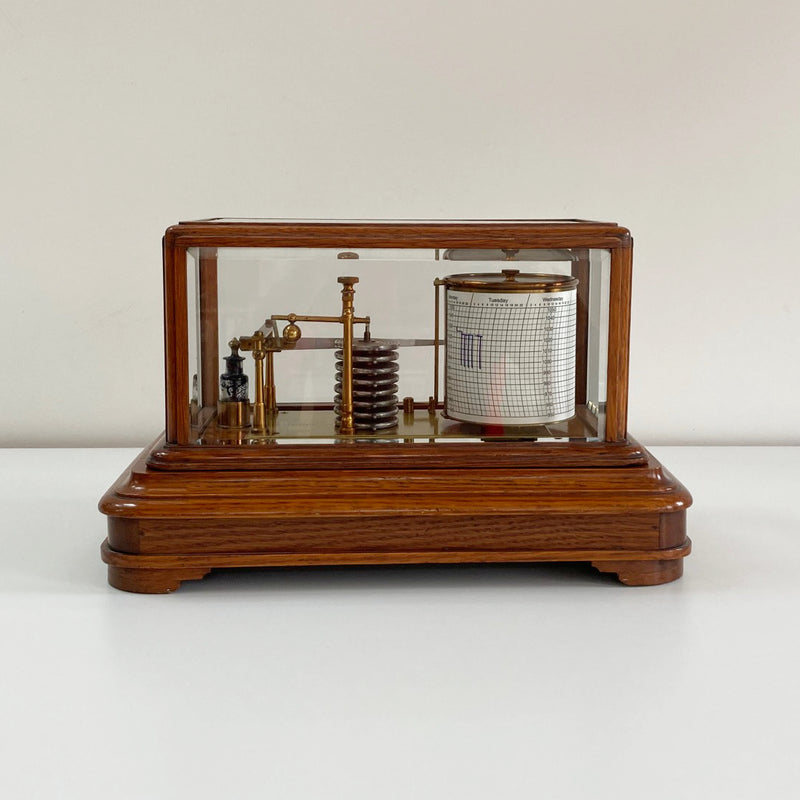 Edwardian Golden Oak Barograph by J Hicks London