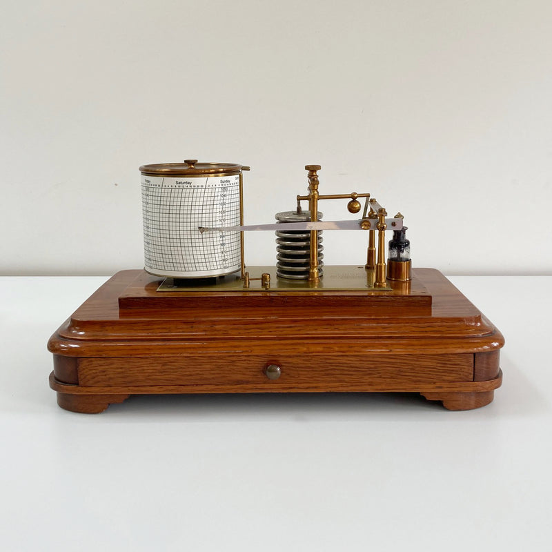 Edwardian Golden Oak Barograph by J Hicks London