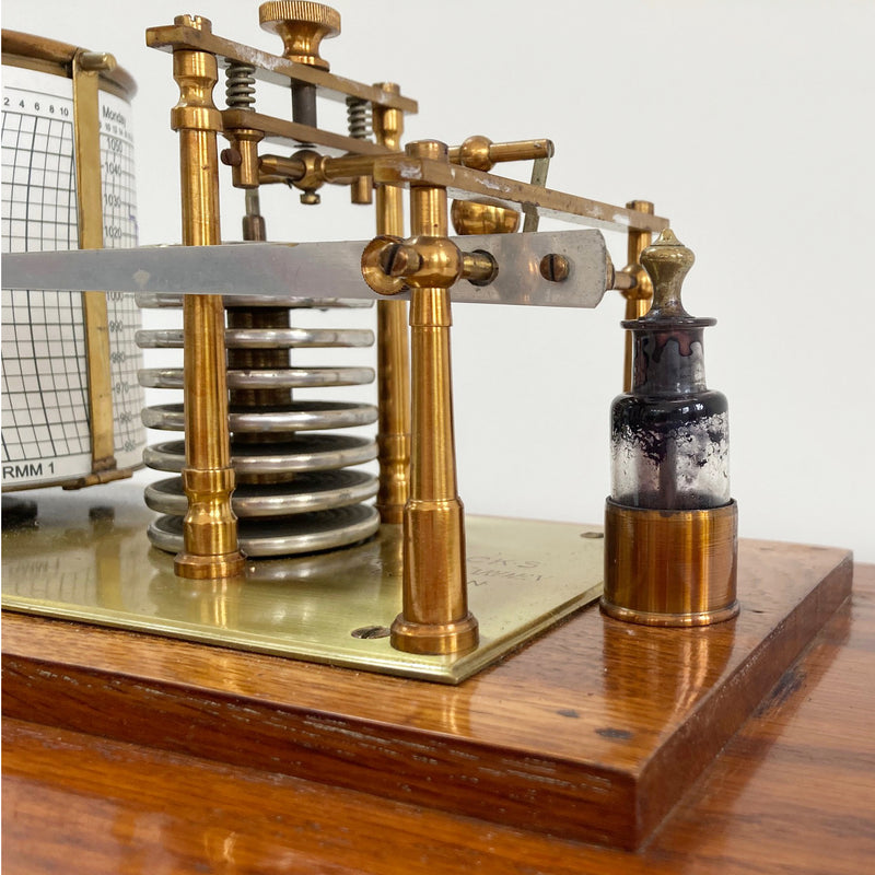Edwardian Golden Oak Barograph by J Hicks London