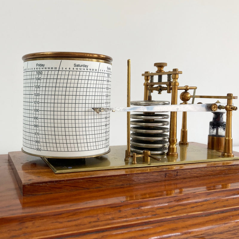 Edwardian Golden Oak Barograph by J Hicks London