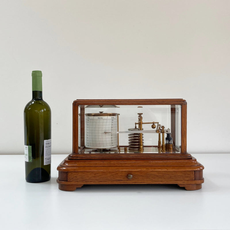 Edwardian Golden Oak Barograph by J Hicks London