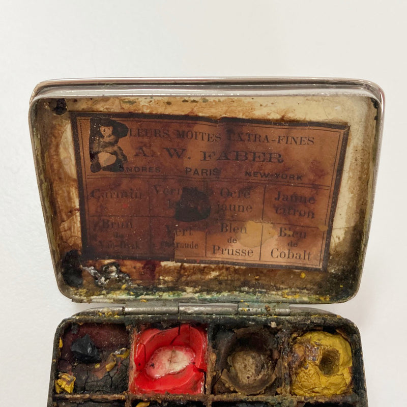 Mid Victorian Miniature Water Colour Paint Box by AW Faber, Germany