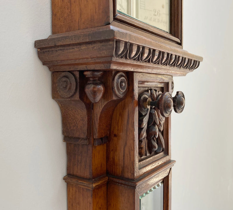 Victorian Golden Oak Stick Barometer by Alfred Apps 433 The Strand London