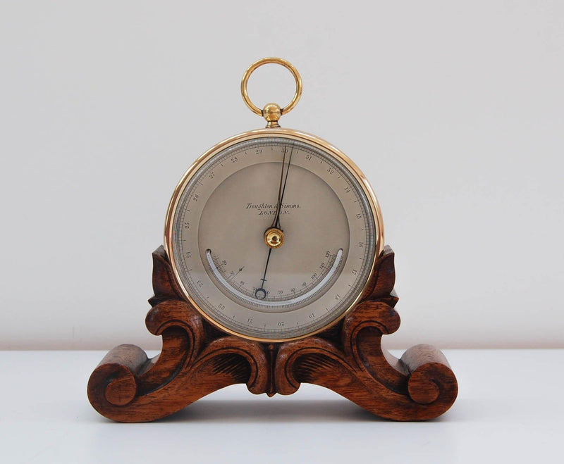 Early Victorian Aneroid Barometer on Stand by Troughton & Simms & Engraved to George Sibley - Jason Clarke Antiques