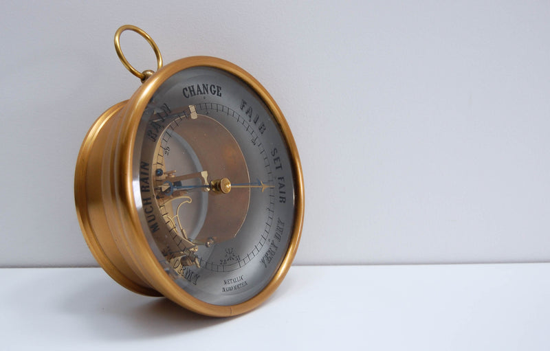 Victorian Bourdon Barometer by Jules Richard with Painted Glass Dial