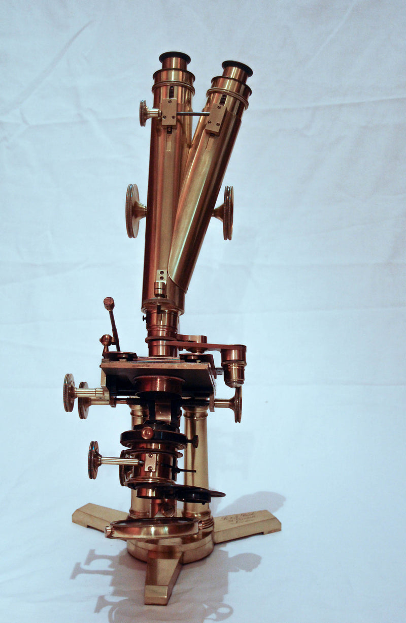 Victorian Cased "Large & Best" Achromatic Binocular Microscope by R&J Beck London