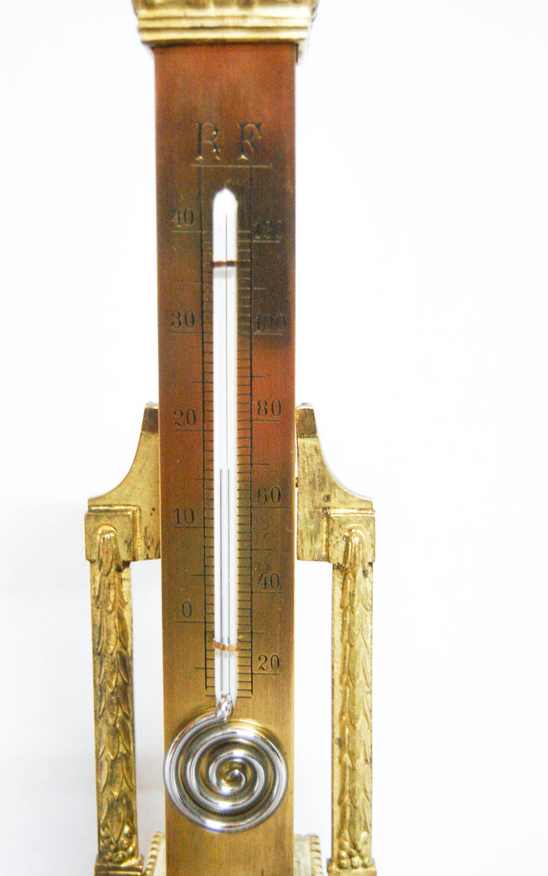 Mid Victorian Gilt Brass Sectioned Tower Desk Thermometer