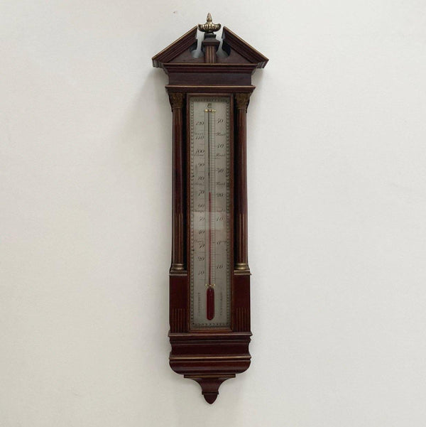 Large Early Victorian Wall Thermometer in Architectural Mahogany Case - Jason Clarke Antiques